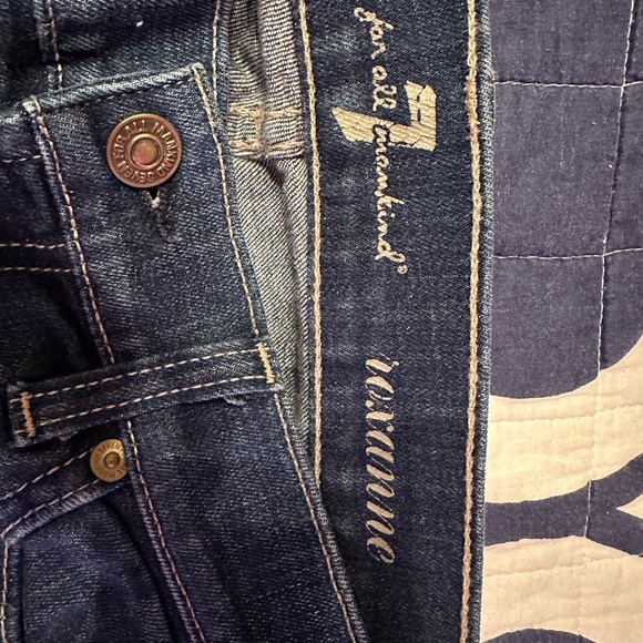 7 For All Mankind Women's Straight Leg Jeans - Dark Blue - Picture 1 of 9